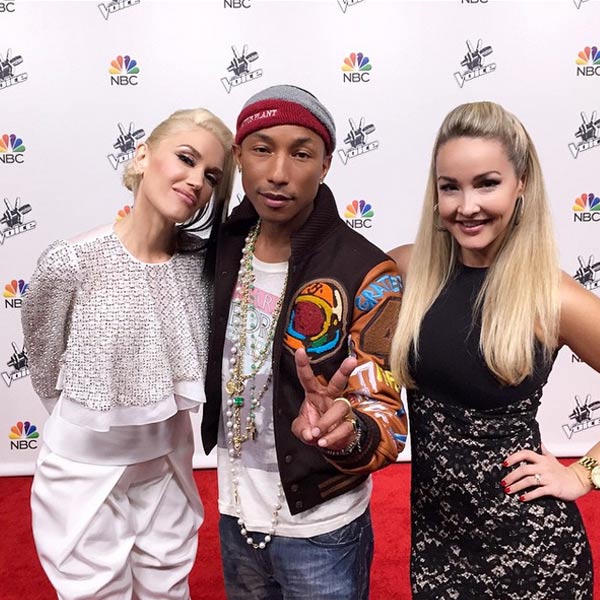 Aria Johnson with Gwen Stefani and Pharrell Williams